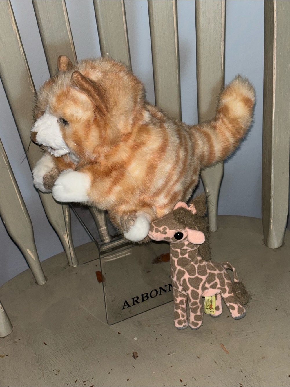 Folkmanis puppets bundle. Giraffe & tabby cat